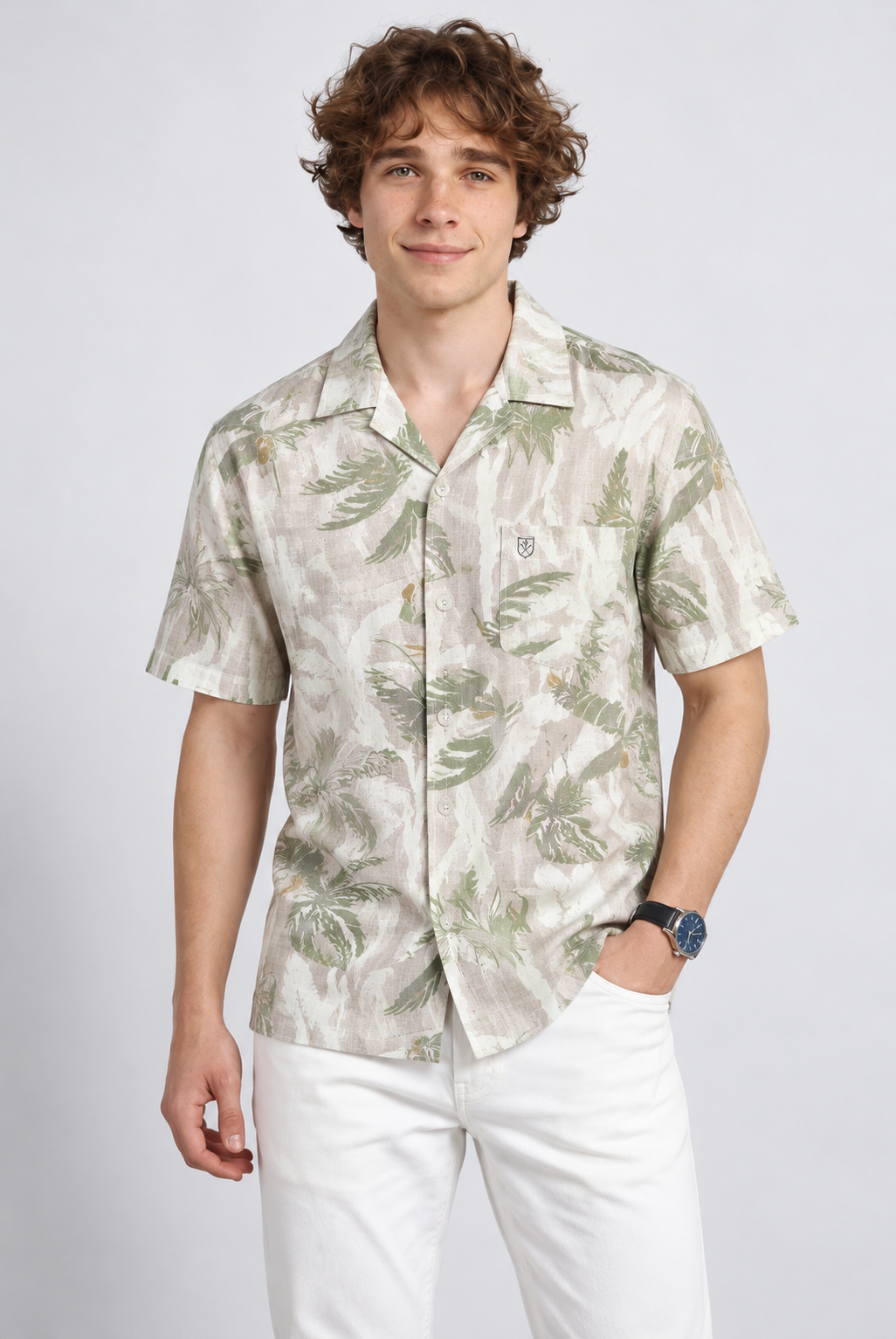 Tropical Botanical Print Casual Shirt