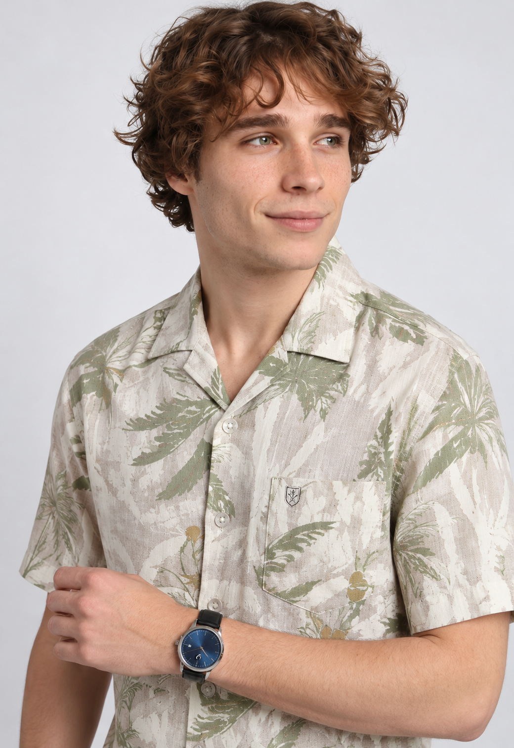 Tropical Botanical Print Casual Shirt
