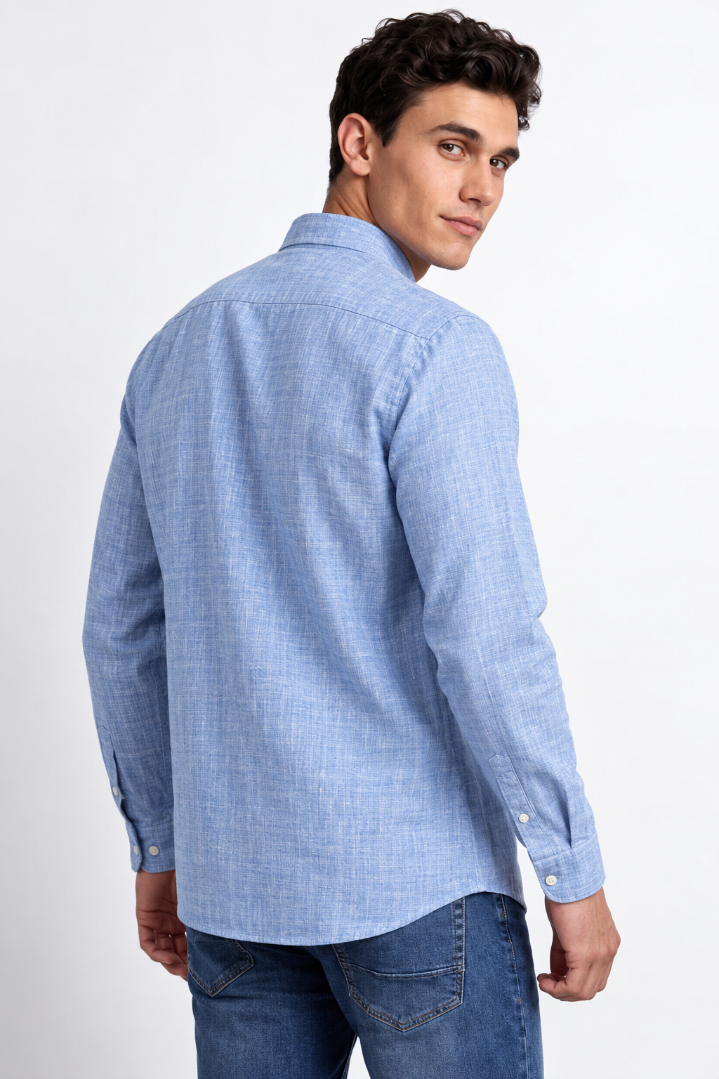 Premium Sky Blue Linen Blend Casual Shirt