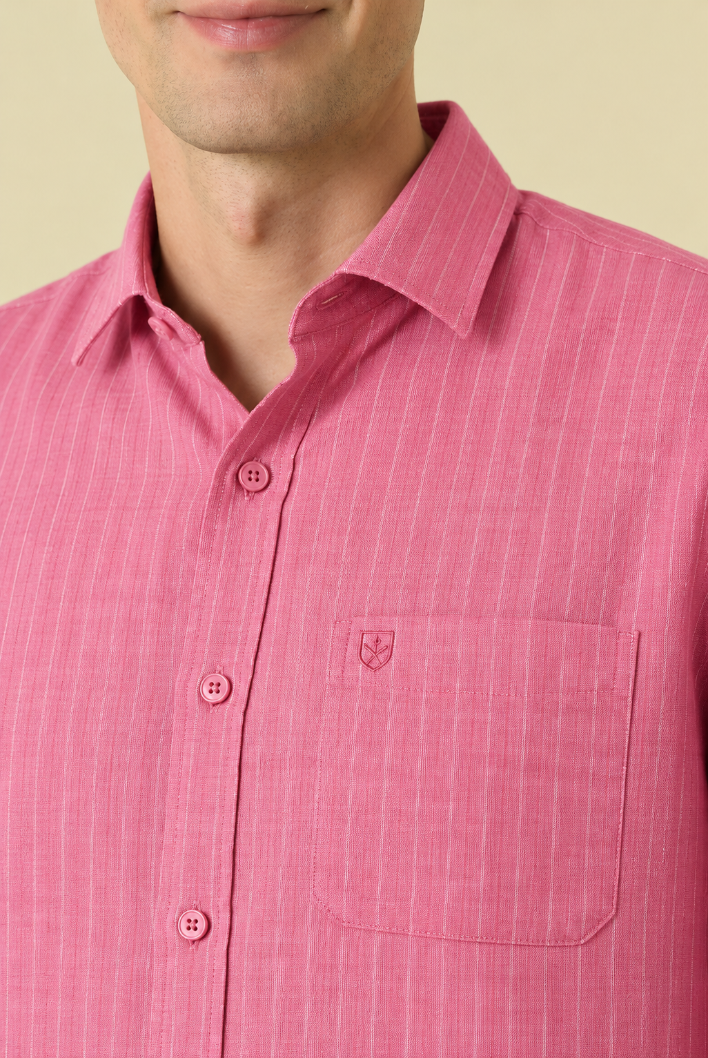 Original Pure Linen Pink Striped Shirt for Men