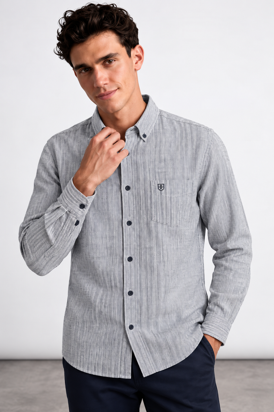 Premium Striped Linen Blend Full Sleeve Casual Shirt