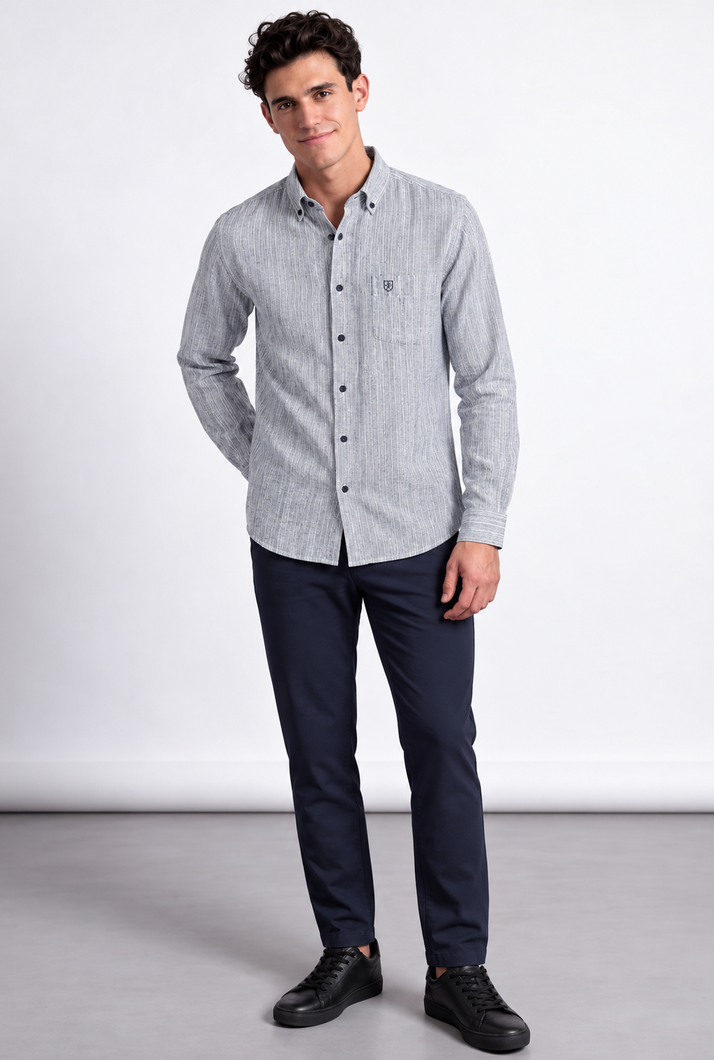 Premium Striped Linen Blend Full Sleeve Casual Shirt