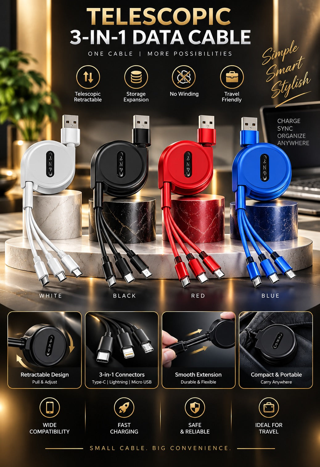 3 in 1 data cable
