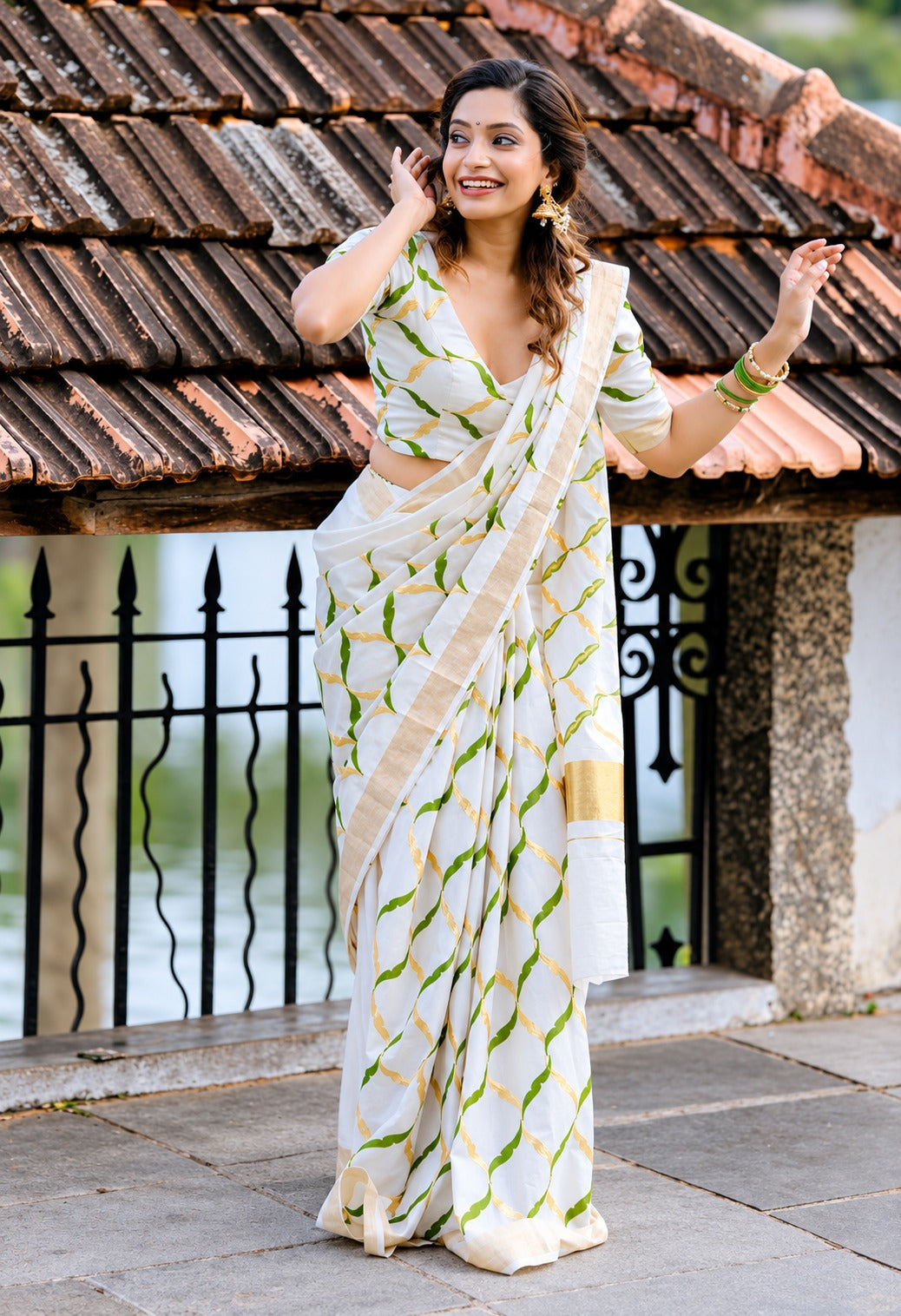 Olive chain saree
