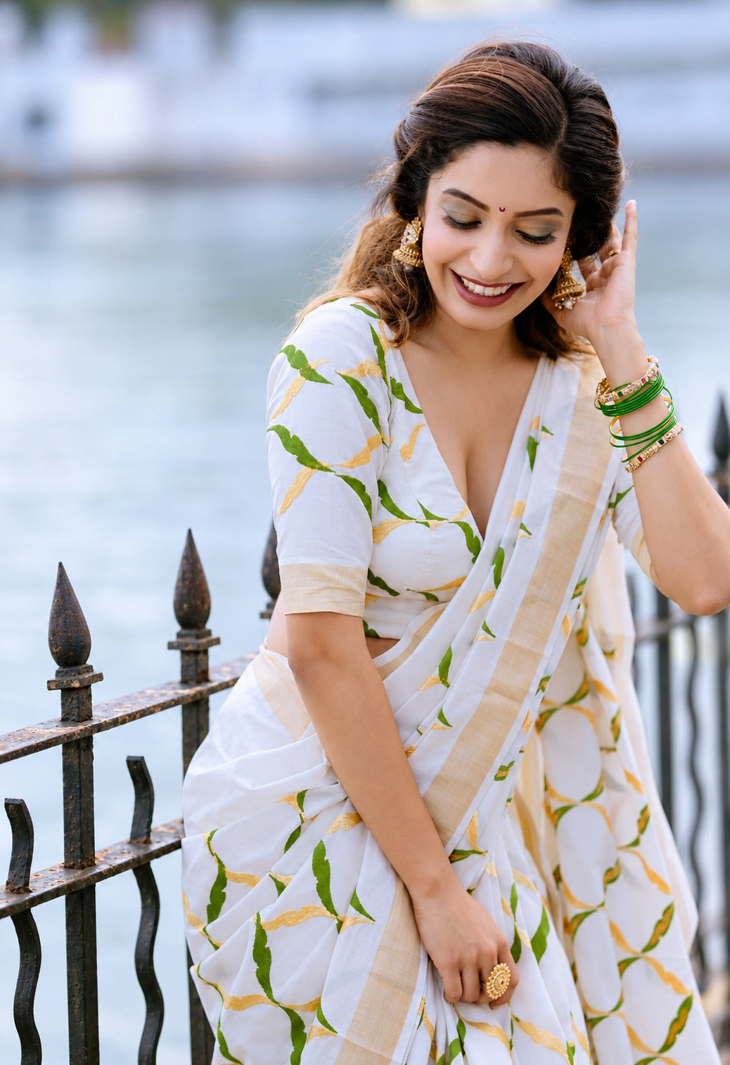 Olive chain saree