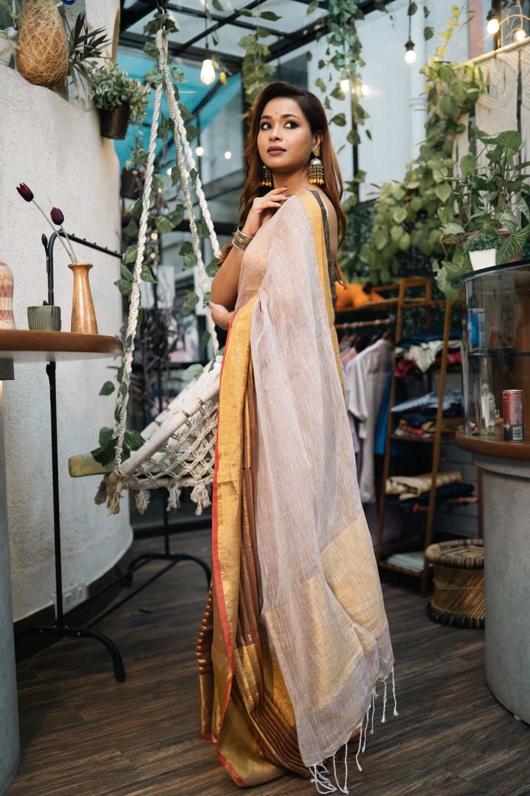 Anushree Inspired Linen Saree