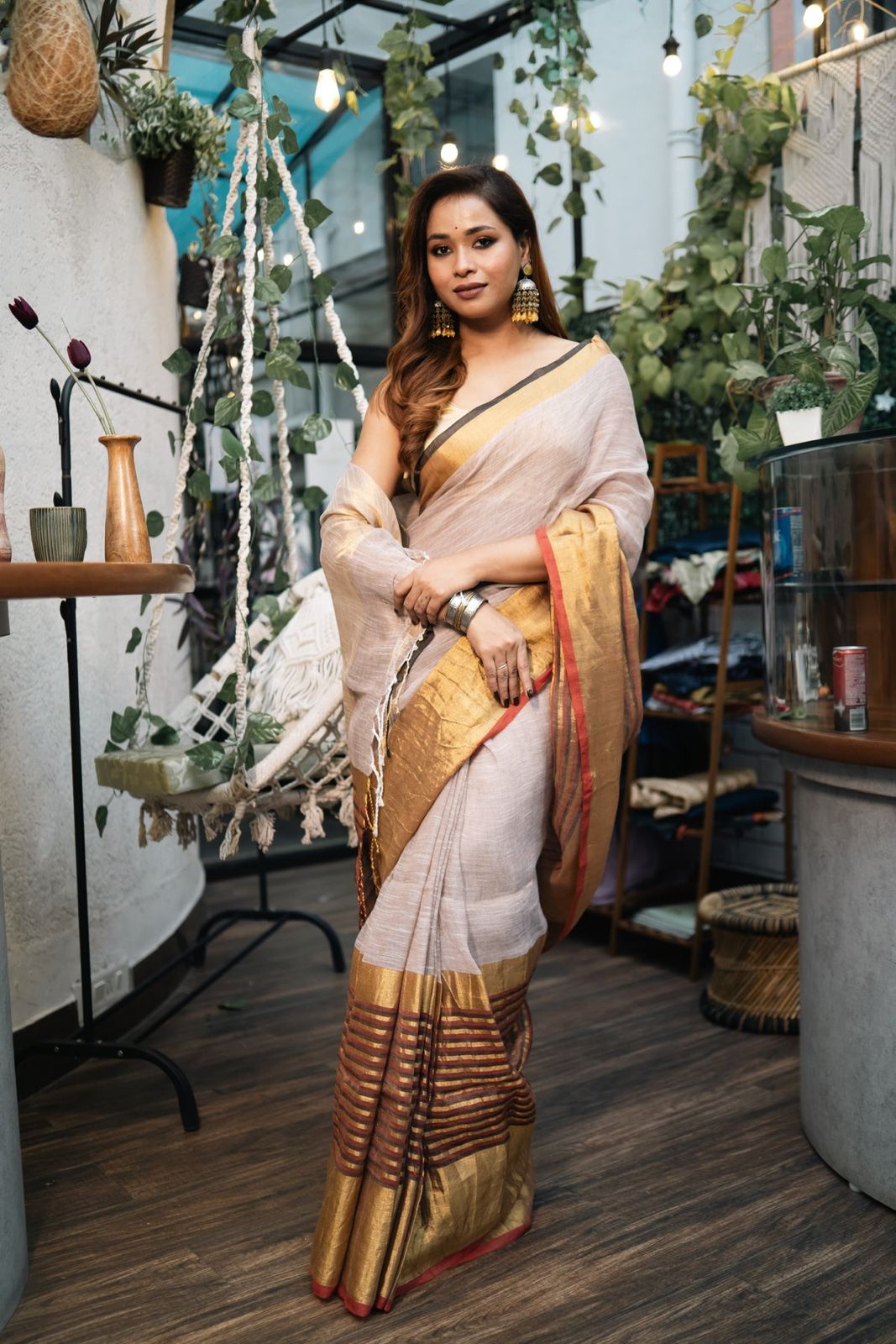 Anushree Inspired Linen Saree