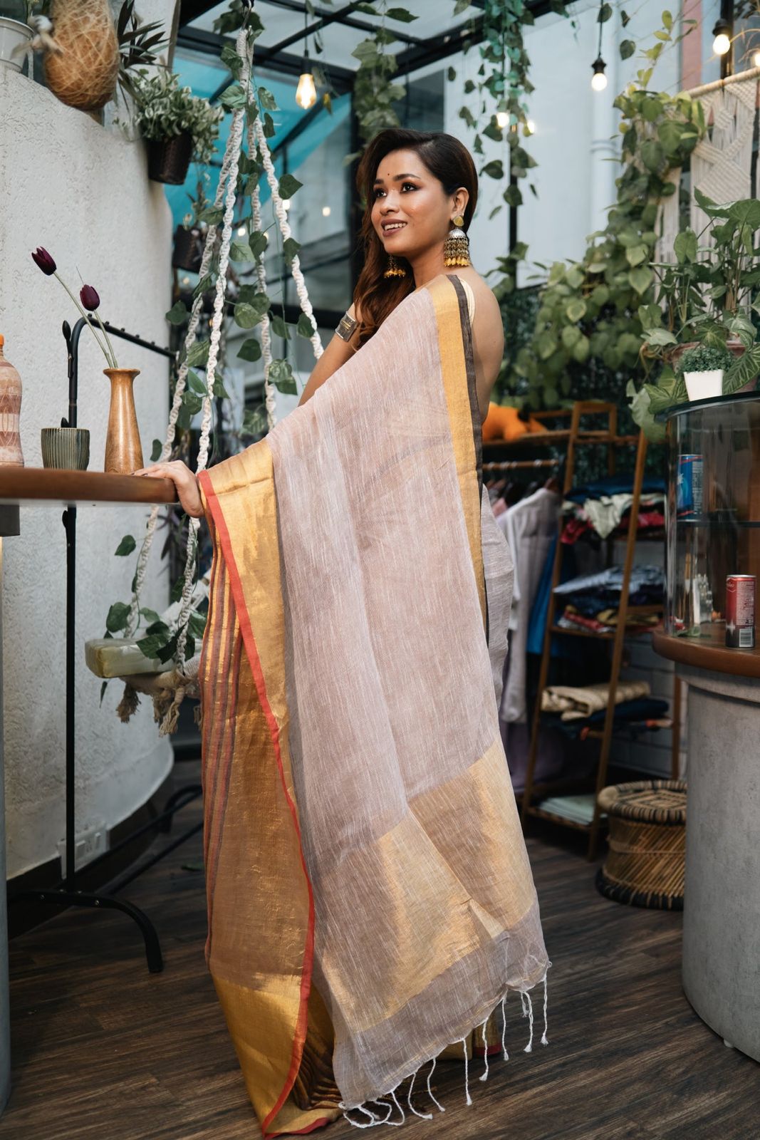 Anushree Inspired Linen Saree
