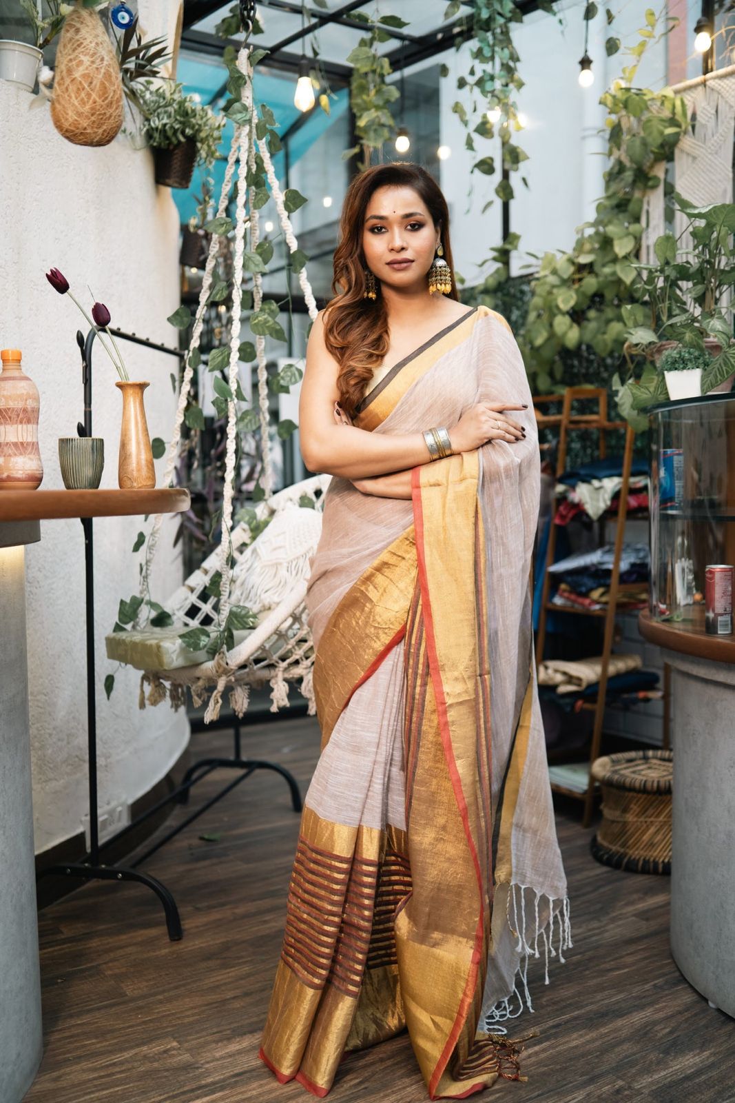 Anushree Inspired Linen Saree