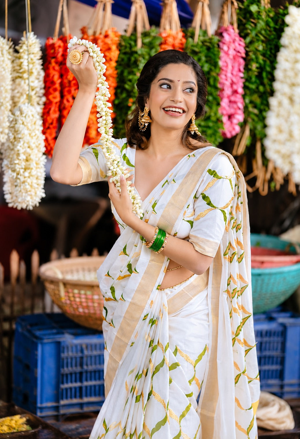 Olive chain saree