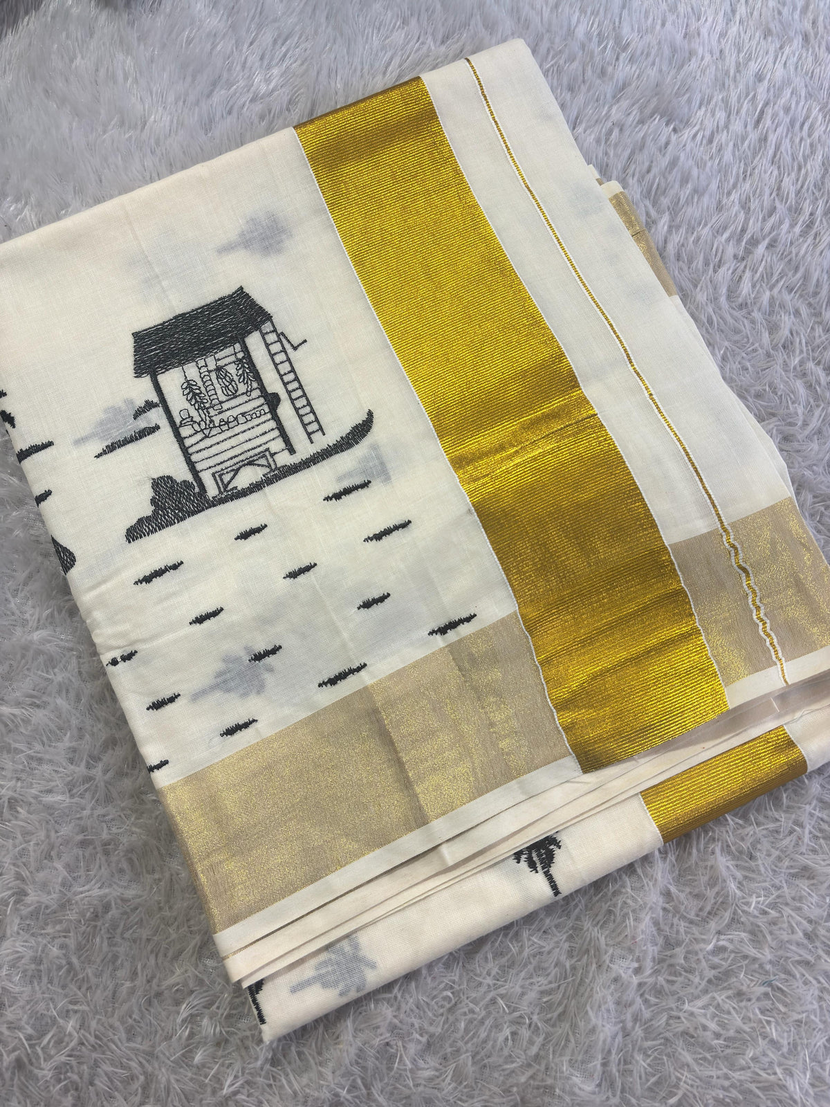 Cotton Embroiderd Saree