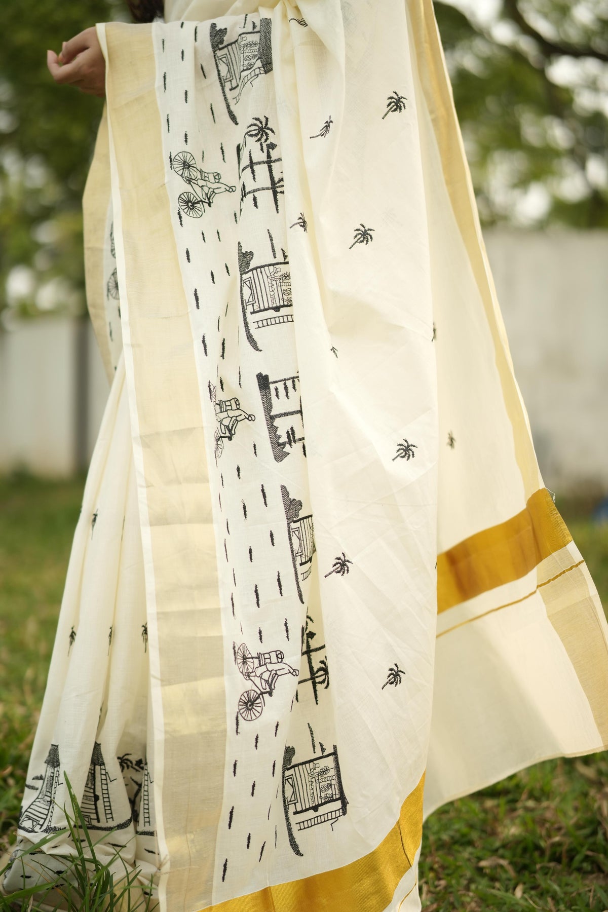 Cotton Embroiderd Saree